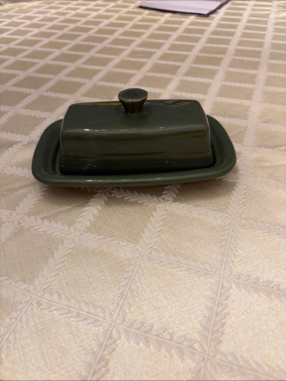 Retired Fiestaware X-large sage green butter dish